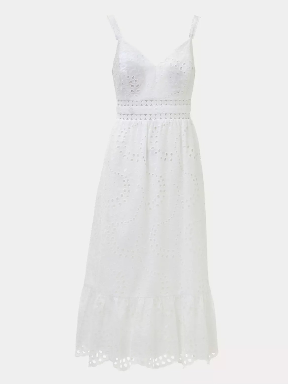LILY PULITZER White Eyelet Midi Dress with Spaghetti Straps 00/S BNWT Resort Lux